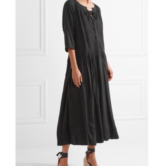 hatch - romy dress maxi midi lace-up paneled eyelet woven lined maternity - Picture 1 of 9